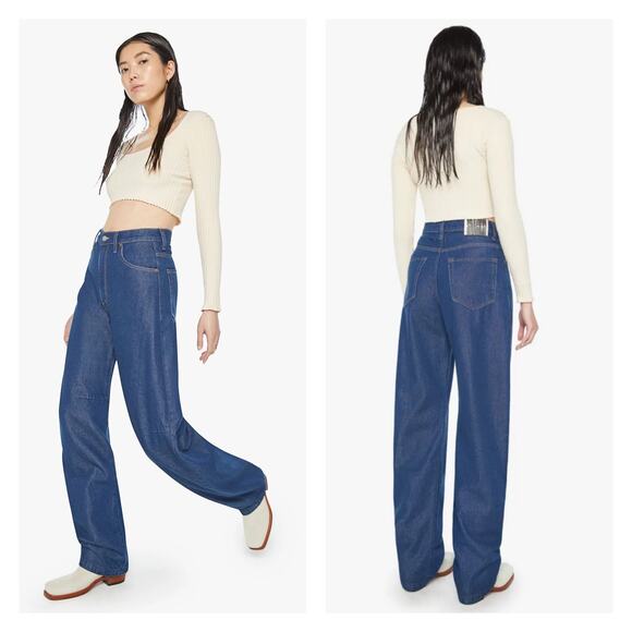 Mother Snacks Barrel Leg Kegger Heel Jeans In Wash Your Plate Size 23 - Picture 12 of 13